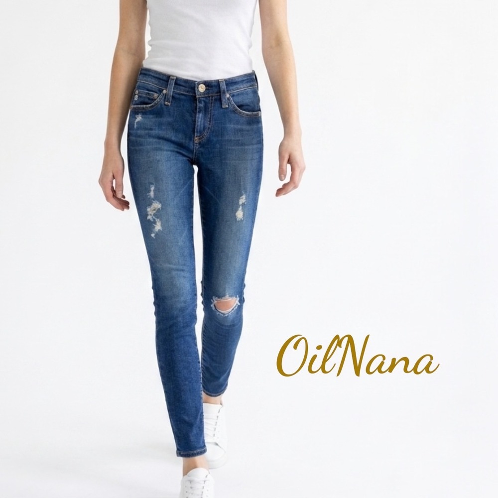 AG Adriano Goldschmied‎ The Legging Ankle Womens 24R Blue Excellent Distressed